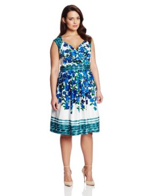 Adrianna-Papell-Womens-Plus-Size-Fit-and-Flare-Flower-Dot-Print-Dress-BlueMulti-18W-0