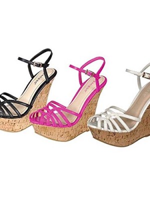 BAMBOO-PAMELA-50-Womens-Platform-Ankle-Strap-Wedge-Heel-Sandals-ColorBLACK-Size75-0
