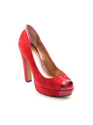 BCBGeneration-Jodeci-Womens-Size-8-Red-Peep-Toe-Kid-Suede-Platforms-Heels-Shoes-0