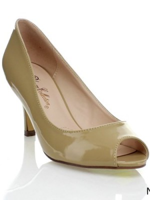 BLOSSOM-ADAM-3-Womens-Open-Toe-Patent-Faux-Leather-Slip-On-Office-Career-Pumps-ColorNUDE-Size10-0