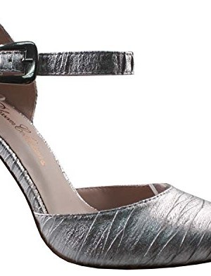 BLOSSOM-EMILY-2-Womens-Pointy-Toe-Closed-Back-Buckle-Ankle-Strap-Dorsay-Pump-ColorSILVER-Size6-0