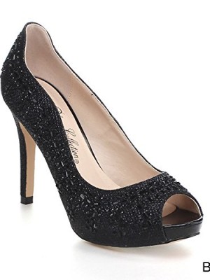 BLOSSOM-Women-Peep-Toe-Glitter-Sparkle-Slip-On-Platform-Dress-Pump-Heel-Shoes-0