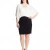 DKNYC-Womens-Plus-Size-Short-Sleeve-Draped-Crossover-Dress-with-Ponte-Skirt-Ivory-1X-0