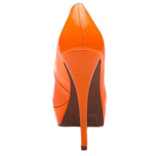 Qupid Women's Round Toe Shiny Shoes High Heel Classic Platform Stiletto ...