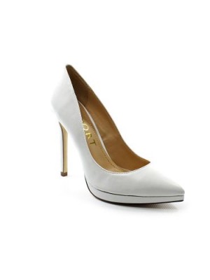 Report-Tulipe-Womens-Size-55-White-Leather-Pumps-Heels-Shoes-0