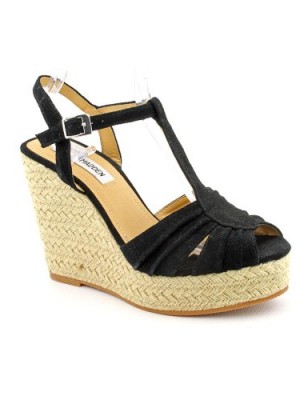 Steve-Madden-Mammbow-Womens-Size-75-Black-Peep-Toe-Suede-Wedge-Sandals-Shoes-0