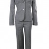 Womens-Business-Suit-Patch-Pocket-Jacket-Pant-Set-6P-Grey-0