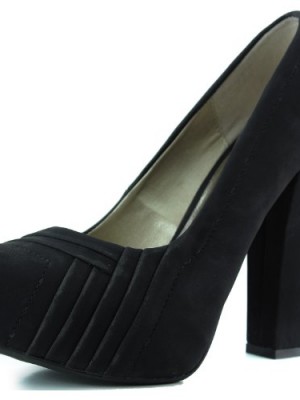 Womens-Qupid-Trish-25-Black-Nubuck-Leather-Thick-Heel-Pumps-Shoes-Black-85-0