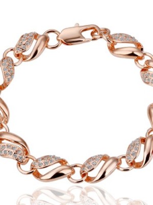 18K-Rose-Gold-Plated-Twisted-Chain-Crystal-Pave-Link-Bracelet-0