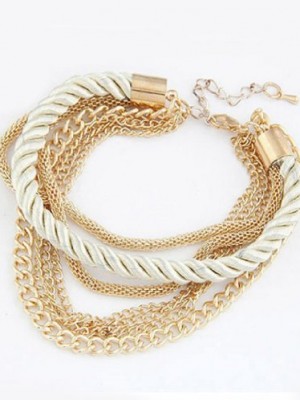 2014-Susenstore-Handmade-Gold-Chain-Braided-Rope-Multilayer-Bracelet-Bangle-Chain-0