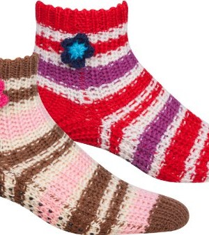 20303Stripe-9-11-RedBrown-Sakkas-Womens-Striped-Knit-Crochet-Anti-Slip-Socks-Slippers-Assorted-2-Pack-Red-Brown-0