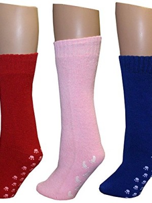3-Pairs-of-Womens-Slipper-Socks-Red-Royal-and-Light-Pink-Size-9-11-0