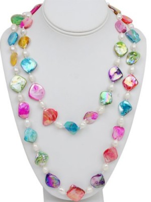 46-Amazing-Multi-Color-Genuine-Freshwater-Pearl-and-Shell-Pearls-Necklace-0