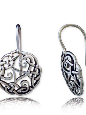 925-Oxidized-Sterling-Silver-Celtic-Knot-Symbol-Round-Hook-Earrings-Jewelry-for-Women-0