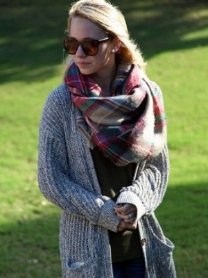 BLOGGERS-CHIC-LARGE-RED-CAMEL-NAVY-GREEN-PLAID-CHECKED-TARTAN-SCARF-WRAP-SHAWL-0