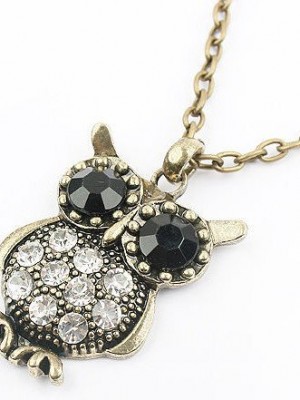 BUYINHOUSE-Antique-Vintage-Retro-Adorable-Cute-Jewelry-Rhinestone-Full-Body-Gem-Owl-Long-Necklace-Pendant-For-Sweaters-Hoodies-0