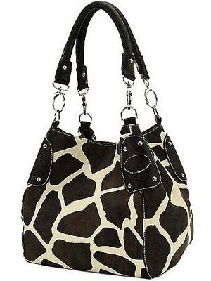 Black-Large-Vicky-Giraffe-Print-Faux-Leather-Satchel-Bag-Handbag-Purse-0