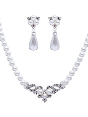 Bridal-Wedding-Jewelry-Set-Austrian-Crystal-Pearl-Beautiful-Elegant-Necklace-0