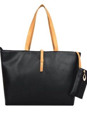 Classic-Fashion-Leather-Tote-Bags-with-Coin-Wallet-Black-0