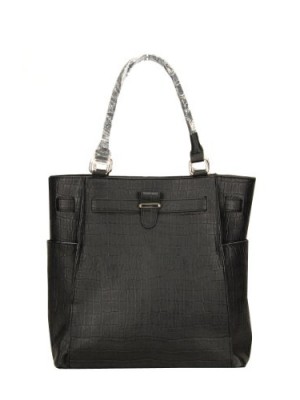Classy-Crocodile-Print-CarryAll-Handbag-Black-0