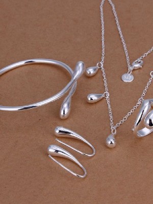 Cy-buity-Korean-Style-Small-Waterdrop-Shape-Pendant-925-Silver-Plated-Jewelry-Set-Nice-Gift-for-Girls-0