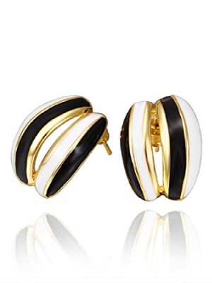 Elegant-Wedding-Fashion-18K-Gold-Plated-Stud-Earings-Eardrop-Dangle-Hoop-Two-Black-White-Layers-Golden-0