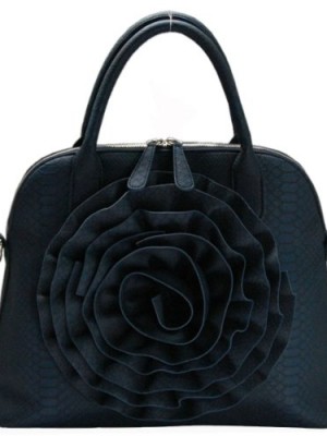 FASH-Navy-Blue-Rose-faux-snake-leather-Tote-Handbag-women-Hand-Bagcasual-Baggirls-College-Bagshopping-Bag-0