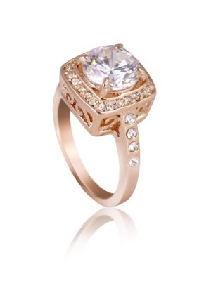 Fashion-Plaza-18k-rose-Gold-Plated-Use-Austrian-Crystal-Engagement-Spark-Ring-R30-Size-7-0