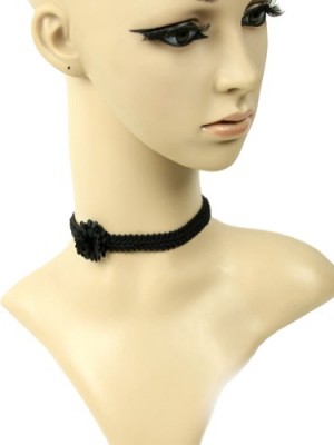 Fashion-Style-Gothic-Handmade-Sexy-Black-Lace-and-Flower-Fake-Collar-Necklace-Jewelry-0