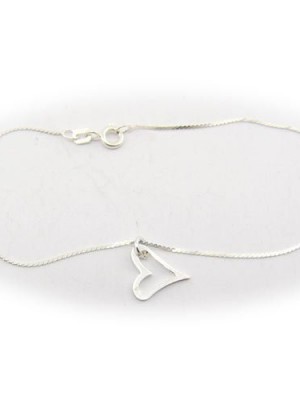 Heart-Charm-Diamond-Cut-Serpentine-Sterling-Silver-Nickel-Free-Chain-Anklet-Italy-95-Inch-0