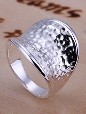 Hot-Style-Noble-Jewelry-925-Silver-Plated-Fashion-Women-Ring-Wide-Thumbs-Dots-Size-8-0