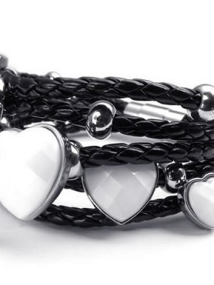 KONOV-Jewelry-Stainless-Steel-Heart-Charms-Braided-Leather-Womens-Bracelet-White-Silver-Black-0