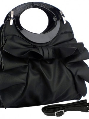 MG-Collection-DACIA-Black-Large-Bowknot-Ruffle-Satchel-Hobo-Handbag-0