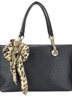 MG-Collection-DARYL-Black-Ostrich-Embossed-Shopper-Tote-Handbag-Shoulder-Bag-0