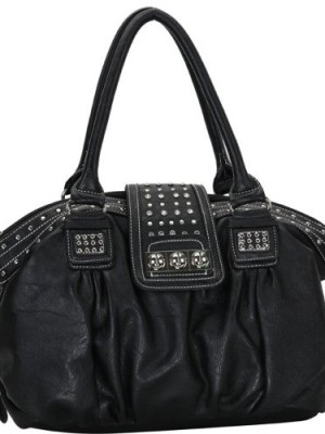 MG-Collection-Metal-Studded-Black-Soft-Leatherette-Shopper-Hobo-Shoulder-Bag-0