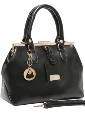 MG-Collection-REESE-Vintage-Black-Doctor-Style-Handbag-w-2-Shoulder-Straps-0