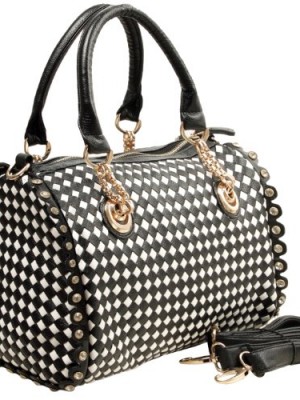 MG-Collection-SISSELA-Rhinestones-Black-and-White-Woven-Checkered-Handbag-0