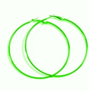 NEON-GREEN-Hoop-Earrings-50mm-Circle-Size-Bright-Flourescent-Vibrant-Colors-0