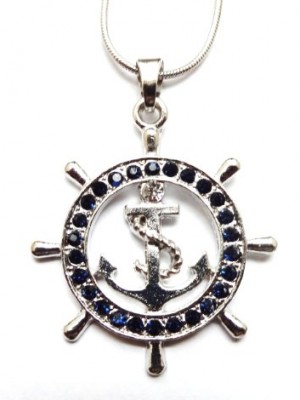 Nautical-Ship-Wheel-and-Anchor-Charm-Pendant-and-Necklace-Navy-Blue-Crystal-Gift-Boxed-Fashion-Jewelry-0