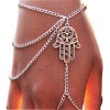 New-Fashion-Ladies-Jewelry-Accessories-Silver-Hand-Shape-Link-Chain-Interweave-Finger-Ring-Women-Bracelet-0