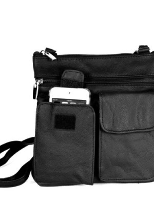 New-Soft-Leather-Hand-Crafted-Crossbody-Mini-Purse-Organizer-Travel-Bag-Black-0