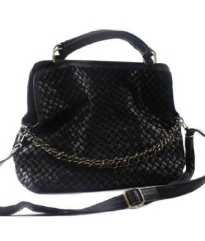 Oryer-Fashion-Women-Chain-Weaving-Woven-Bag-Handbag-Double-Use-Shoulder-BagBlack-0