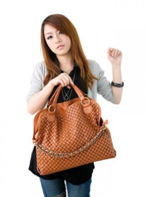 Oryer-Fashion-Women-Chain-Weaving-Woven-Bag-Handbag-Double-Use-Shoulder-BagBrown-0