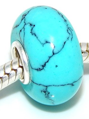 Pro-Jewelry-925-Sterling-Silver-Core-w-Genuine-Turquoise-Natural-Stone-Bead-for-Snake-Chain-Charm-Bracelets-0