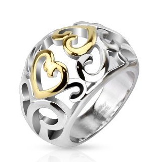 STR-0049-Stainless-Steel-Two-Tone-IP-Vintage-Heart-Swirls-Frontal-Ring-Comes-With-Free-Gift-Box-9-0