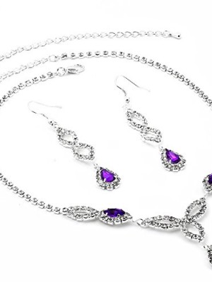 Silver-Amethyst-Teardrop-Dangle-Earrings-Amethyst-Teardrop-Accent-Necklace-Jewelry-Set-0
