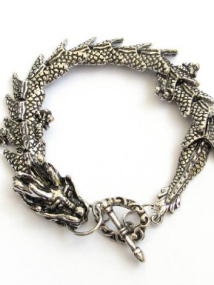Silver-tone-Alloy-Metal-Dragon-Bracelet-0