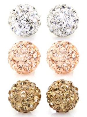 Value-Pack-Bling-Bling-Rhinestones-Crystal-Fireball-Disco-Ball-Ball-Stud-Earrings-Stainless-Steel-Hypoallergenic-Set-M-8mm-x-3-Pairs-White-Rose-Gold-Gold-0