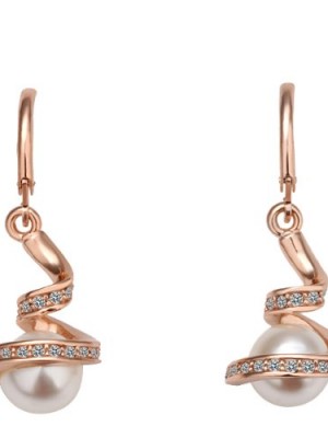 Wholesale-Alloy-Gold-Plated-Rose-Gold-Color-Fashion-Imitation-Pearl-Spiral-Drop-Earring-0