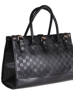 Wisedeal-Fashion-Elegent-Black-Check-Pattern-PU-Leather-Luxury-Women-Lady-girl-message-shopper-Hobo-Tote-shoulder-bag-purse-satchel-Handbag-W-Shoulder-Strap-0